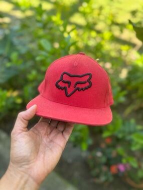 Fox Red Snapback Hat with Black Fox Head Logo